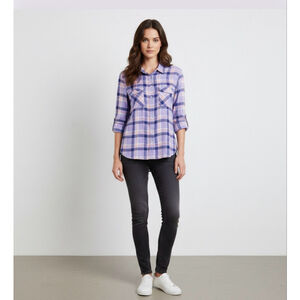 Aeropostale Purple Plaid Button Down Shirt XL